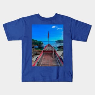 A coastal view point made from a bamboo longtail boat Kids T-Shirt